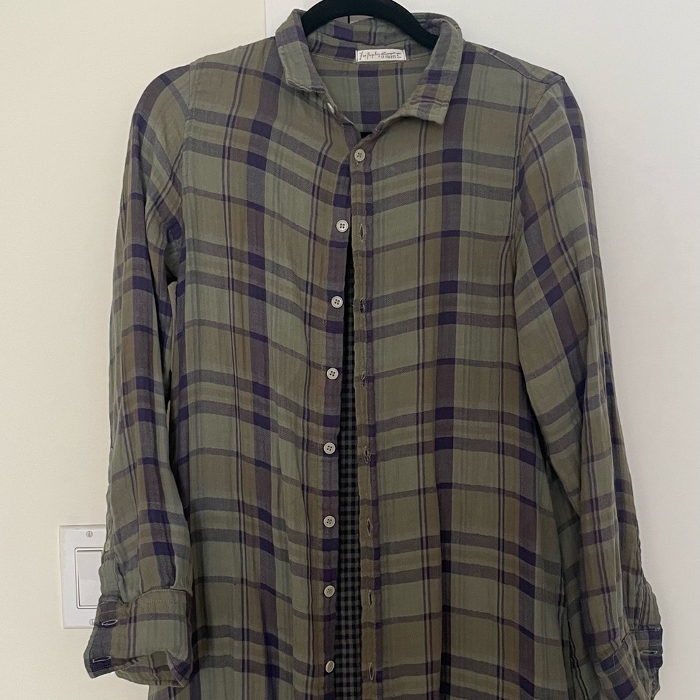 Free People Plaid Long Duster